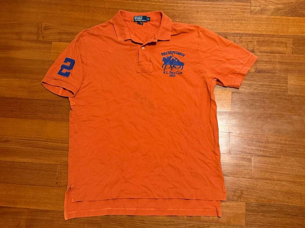 Polo Ralph Lauren Polo Size XL Orange Double Horseman 1967